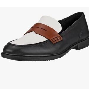Ecco women’s Black and White Loafers with Brown Accent